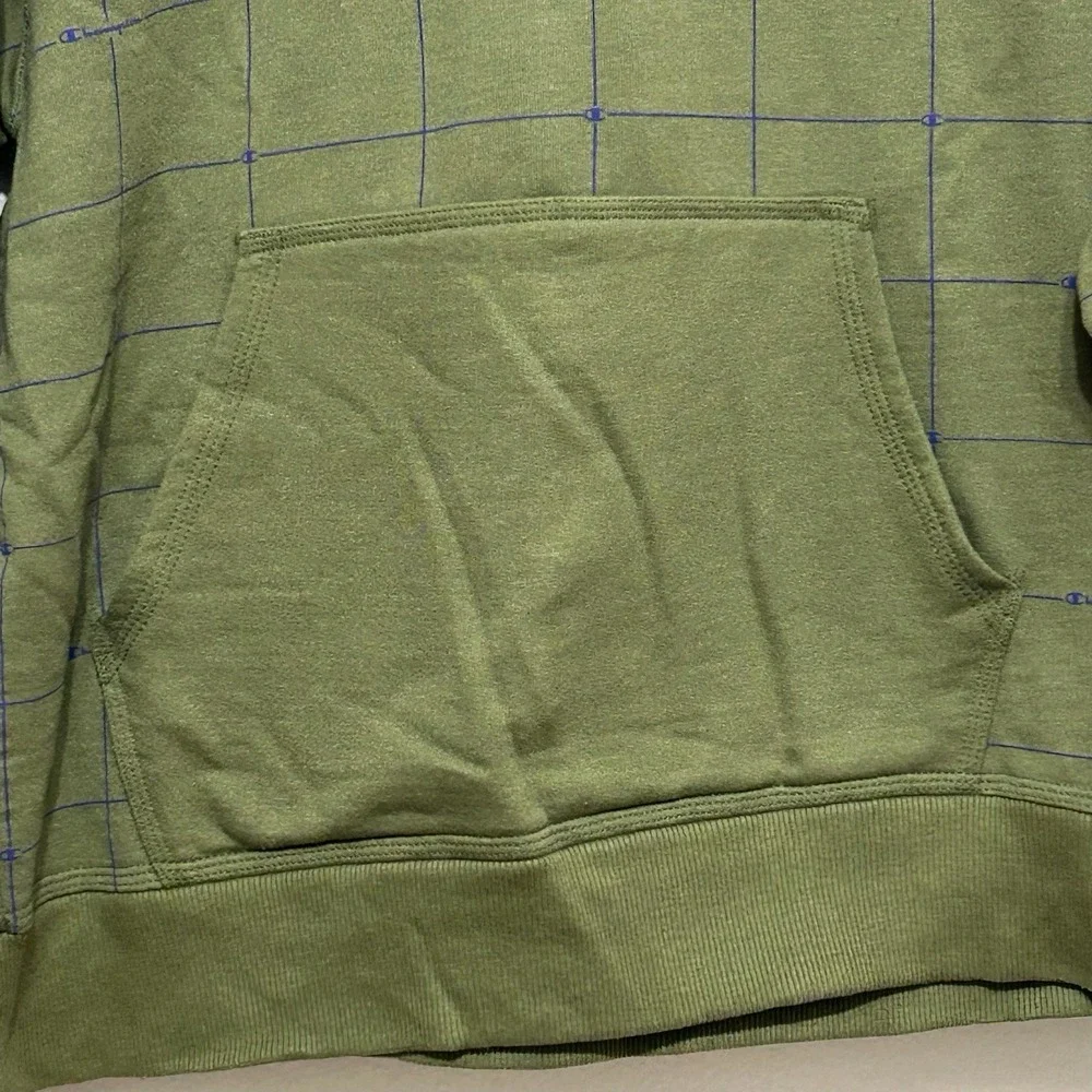 Champion Green and‎ Purple Plaid Power Blend Hoodie Pullover Mens Size M Grunge